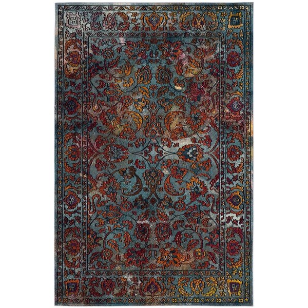 Safavieh Crystal Power Loomed Rectangle Area Rug Light Blue & Orange - 5 x 8 ft. CRS515A-5 - main